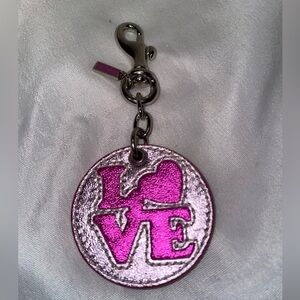Coach Pink and Silver Love Keychain